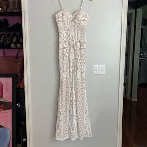 GORGEOUS Olivia white sequin strapless maxi dress